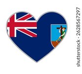 Montserrat flag. Montserrat love flag. Montserrat flag in heart shape. Love symbol. Vector illustration.

