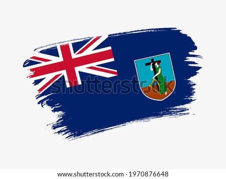Montserrat flag made in textured brush stroke. Patriotic country flag on white background