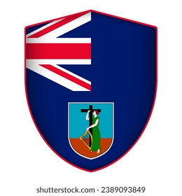 Bandera de Montserrat en forma de escudo. Ilustración vectorial.