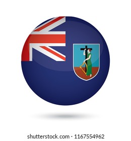 Montserrat glossy round button. Vector Illustration EPS10.