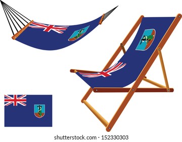 montserrat hammock and deck chair set against white background, abstract vector art illustration