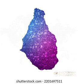Montserrat map in geometric wireframe blue with purple polygonal style gradient graphic on white background. Vector Illustration Eps10.