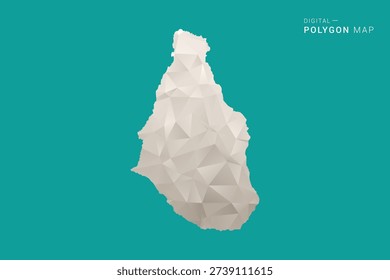 Montserrat Map - Green and Gray Polygon Vector Illustration, Low Poly Geometric Design with Clean Minimal Style on Solid Background for Infographic Use.
