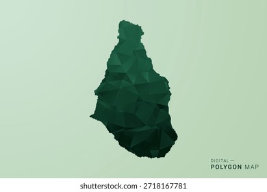 Mapa Montserrat - Ilustração de Vetor Estilo Polígono Verde, Design Geométrico de Poli Baixo com Silhueta Limpa em Fundo verde macio.