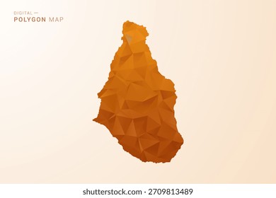 Karte von Montserrat - Vektorgrafik mit Low-Poly-Polygon in orangefarbenem Farbton, sauber, geometrischer Stil, einzeln auf weißem Hintergrund.