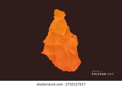 Montserrat Map - low poly polygon vector, geometric triangulated silhouette in orange and dark brown tones, clean modern infographic style, isolated background.