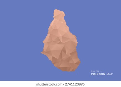 Montserrat Map - Orange Polygon Vector Illustration on Deep Blue Background, Low Poly Geometric Design, Modern Abstract Country Silhouette for Infographics and Presentation Use.