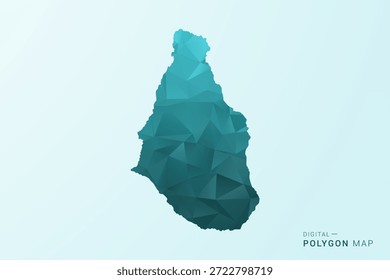 Mapa de Montserrat - Ilustração vetorial estilo polígono em azul-esverdeado azul-esverdeado baixo design geométrico poli, silhueta mínima moderna.