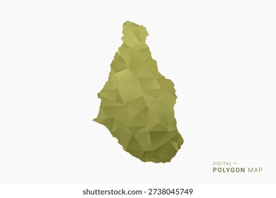 Montserrat polygon map vector illustration in low poly geometric style, soft pastel colors with Olive green, clean silhouette on solid background, ideal for infographic.