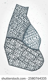 Montserrat regions word clouds. Country shape on textured background. Montserrat design in typographic style. Stylish vector illustration.