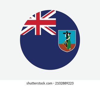 Montserrat Round Flag. Montserratian Circle Flag. British Overseas Territory UK United Kingdom Circular Shape Button Banner. EPS Vector Illustration. svg