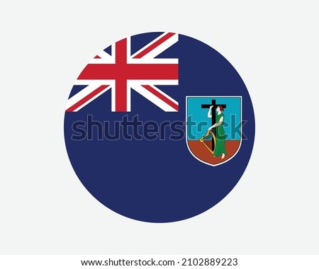 Montserrat Round Flag. Montserratian Circle Flag. British Overseas Territory UK United Kingdom Circular Shape Button Banner. EPS Vector Illustration.