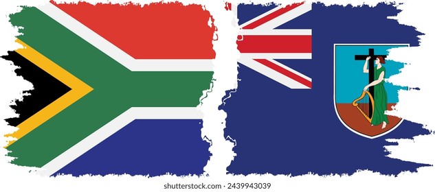 Montserrat and South Africa grunge flags connection, vector