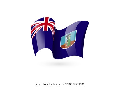 Montserrat waving flag vector icon, national symbol. Flag of Montserrat, fluttered in the wind - vector illustration isolated on white background.