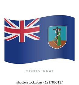 Montserrat waving flag vector icon. National symbol of Montserrat. Vector illustration isolated on white.