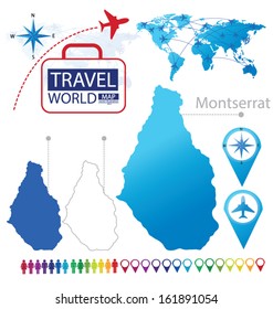Montserrat. World Map. Travel vector Illustration.