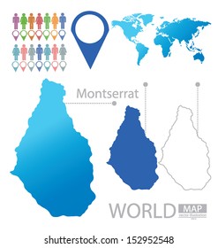 Montserrat. World Map. vector Illustration.