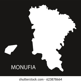 Monufia Egypt map black inverted silhouette illustration
