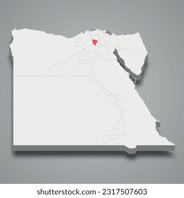 Monufia region location within Egypt 3d isometric map