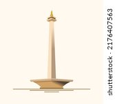 Monumen nasional Jakarta or Monas is icon of Jakarta city Indonesia, monas vector stock illustration