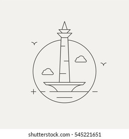 monumen nasional line icon vector eps