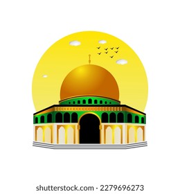 Monument AL AQSA MOSQUE .world travel nature illustration background in vector style