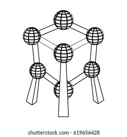 Monument to the atom in Belgium.The dark Belgian wolf. Belgium single icon in outline style vector symbol stock illustration.