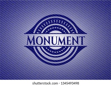 Monument badge with denim texture