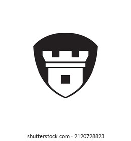 monument castle with shield logo design, vector graphic symbol icon illustration creative idea