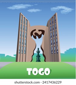 Monument de L'Independance (Lome). Togo travel poster. Vector illustration