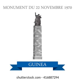 Monument Du 22 Novembre 1970 Conakry in Guinea. Flat cartoon style historic sight showplace attraction web site vector illustration. World countries cities travel sightseeing Africa collection.