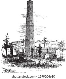 Monumento al Gobernador Nicholas Cooke en Rhode Island, dibujo vintage o ilustración de grabado.