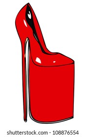 Monument to the high-heeled shoe -  Representation in an ironic homage to fetish high heeled shoe