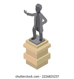 Monument icon isometric vector. Monument to man in full height on pedestal icon. Piece of monumental art, sculpture little prince