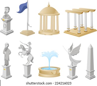 Monument Icon Symbol Statue Architecture Tourism Collection vector illustration. 