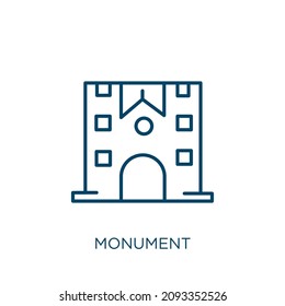 monument icon. Thin linear monument outline icon isolated on white background. Line vector monument sign, symbol for web and mobile