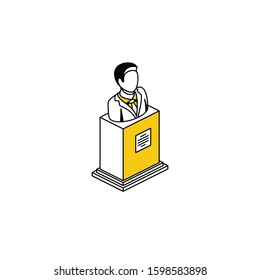 Monument Leader. Vector line, 3d stroke isometric, color web icon, new flat style. Creative illustration design, abstract idea for infographics.