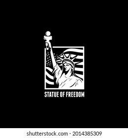 monument liberty background flag usa logo vector illustration