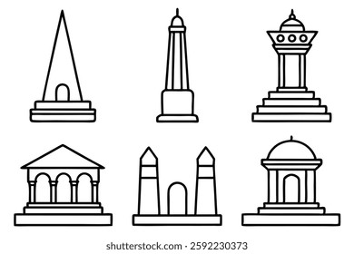 Monument line art illustration for modern artistic design