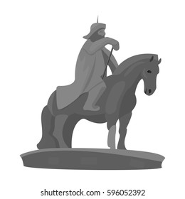 The monument to the military of Mongolia on horseback.The statue stands in Mongolia.Mongolia single icon in monochrome style vector symbol stock illustration.