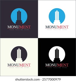 Monument obelisk tower silhouette logo set template design