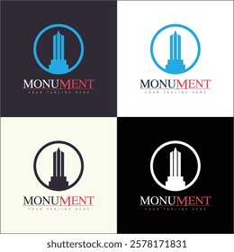 Monument obelisk tower silhouette logo set template design