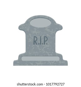 Monument on the grave. Gravestone in the cemetery. Gray monument on the grave of RIP. Vector cartoon illustration.
