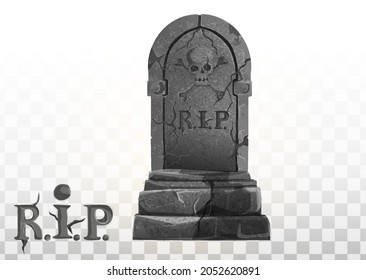 Monument on the grave. Gravestone in the cemetery. Gray monument on the grave of RIP. Vector cartoon illustration. Halloween elements set. svg