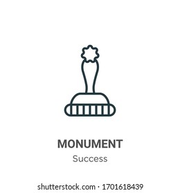 Icono vectorial de esquema de monumento. Icono de monumento negro en línea delgada, ilustración de elemento simple vector plano del concepto de éxito editable trazo aislado en fondo blanco
