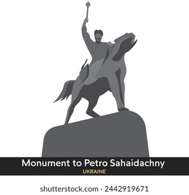 Monument of Petro Konashevych-Sahaidachny. Vector illustration