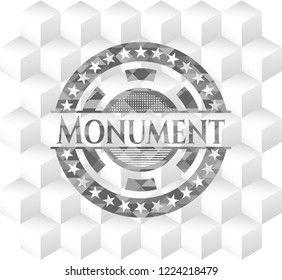 Monument realistic grey emblem with cube white background