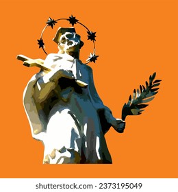 Monument to the saint. Patron Saint of the Czech Republic. Vector graphics, eps