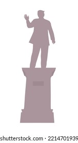 Monument. Silhouette. A man on a pedestal. Vector illustration in a flat style.