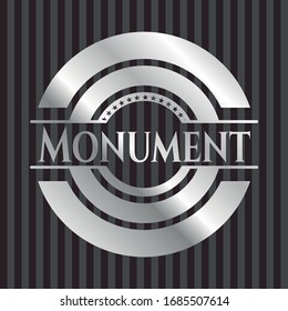 Monument silver badge. Vector Illustration. Mosaic.